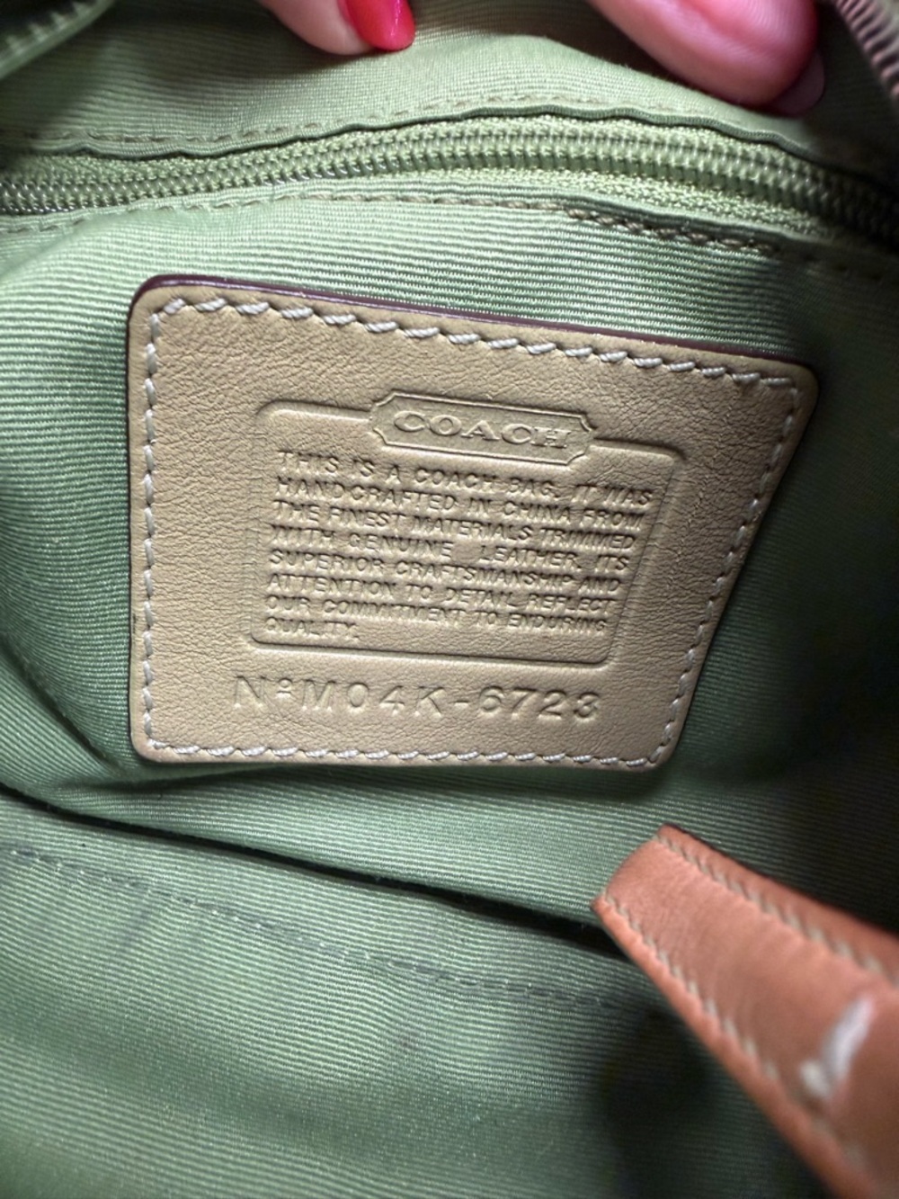 Vintage Coach Light Green Signature Hobo with Tan Trim and Ladybug Accents - Picture 5 of 16